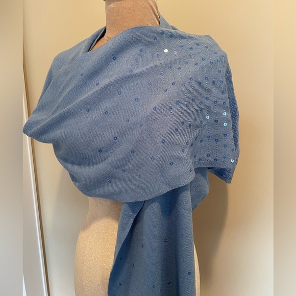DG 2 by Diane Gilman Light Blue Knit Wrap with Sequins - Picture 1 of 6